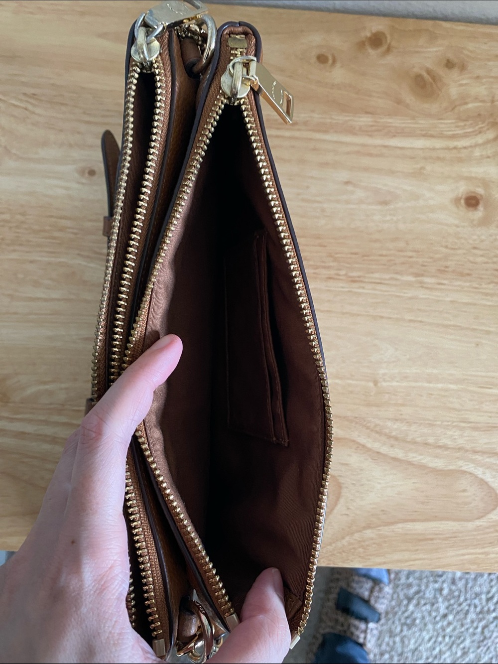 Coach Pebbled Leather Crossbody Purse in Chestnut Brown with Gold Hardware - Picture 10 of 16